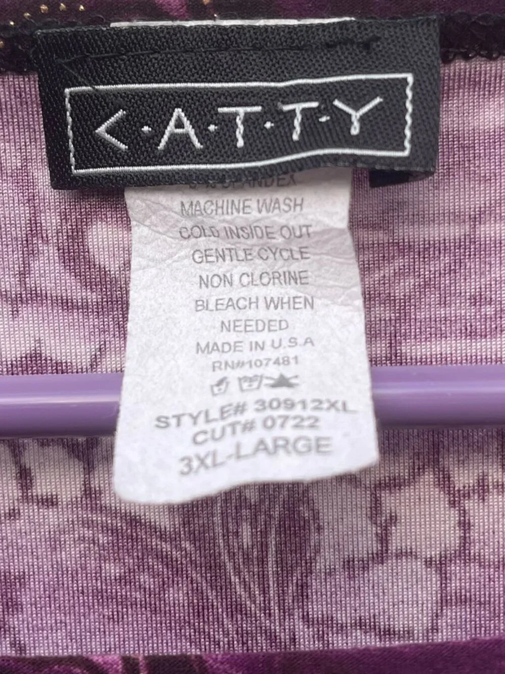 Catty Purple Paisley Gold Texture Accent Side Tie Tank Size 3X ~ XL Fit - Picture 5 of 5